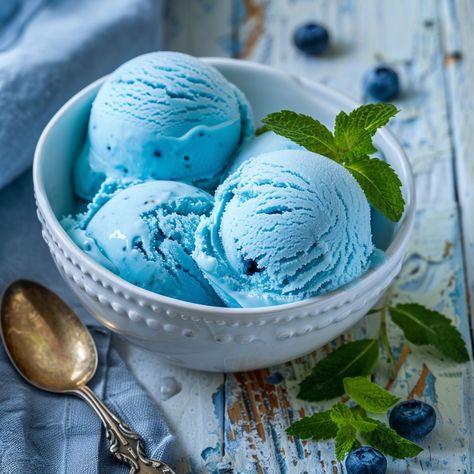 Overview How To Make Blue Moon Ice Cream Cherry Delight Dessert, Blue Moon Ice Cream, Fruity Ice Cream, Peppermint Chocolate Chip Cookies, Snow Ice Cream, Fancy Ice, Creami Recipes, Recipe Book Diy, Blueberry Ice Cream