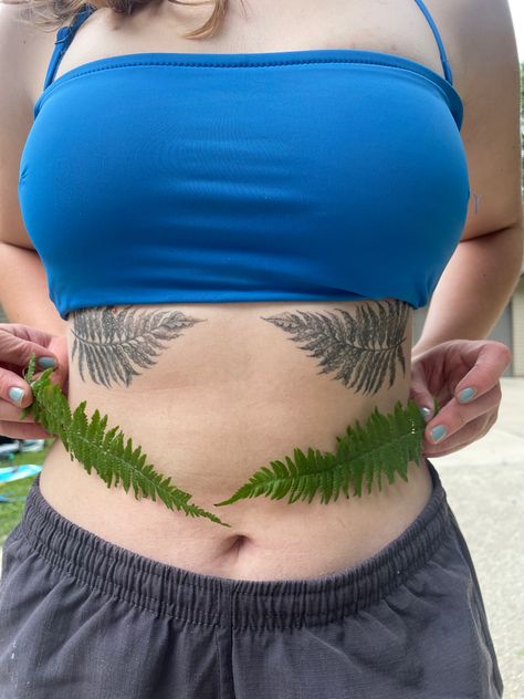 Fern Tattoo Sternum, Symmetric Rib Tattoo, Fern Tattoo Ribs, Fern Rib Tattoo, Symmetrical Rib Tattoos, Tattoo Rib, Scott Street, Cage Tattoos, Fern Tattoo