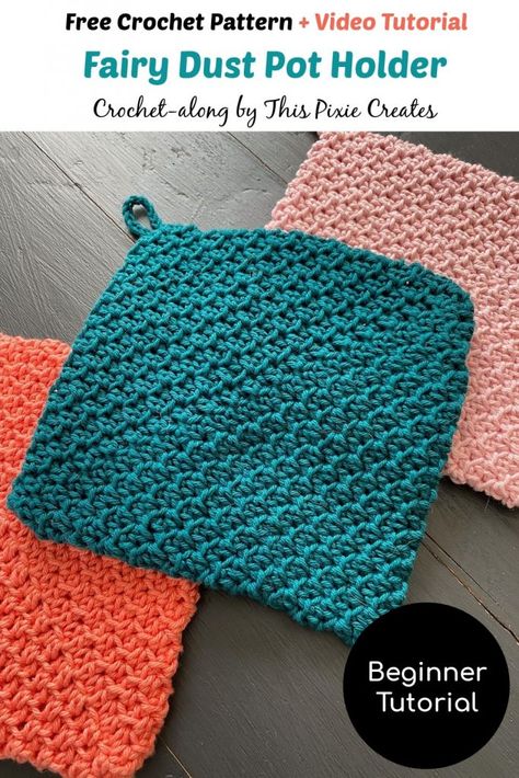 Pot Holders Galore Crochet-along Week 1 Free Pot Holders Patterns, How To Crochet Pot Holders Tutorials, Half Double Crochet Projects, Crochet Magic Potholder Free Pattern, Round Crochet Potholder Patterns, Double Pot Holder, Easy Pot Holders Crochet, Crocheted Kitchen Items, Crocheted Hot Pads Free Pattern