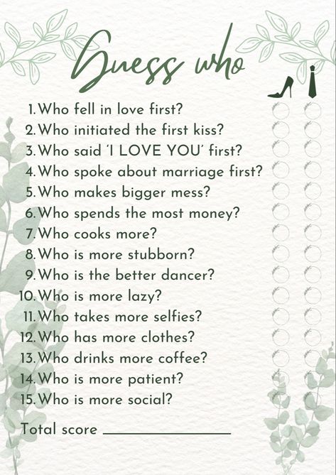 Wedding Guess Who Game, Who Did What First Wedding Game, Guess Who Wedding Game, Wedding Guess, Wedding Game, Sage Green Wedding, Wedding Activities, Guessing Games, Future Wedding Plans