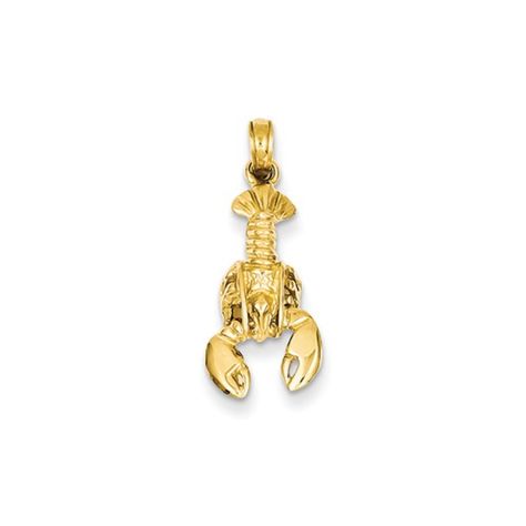 Polished Lobster Pendant In 14 Karat Yellow Gold, Women's Lobster Necklace, Gold Charm Bracelet, Bow Jewelry, Gold Charm Necklace, Jewelry Lookbook, Mens Gold, Gold Polish, Small Pendant, Shell Pendant