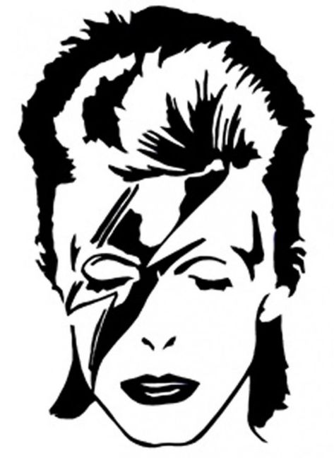 David Bowie David Bowie Stencil, Face Outline Tattoo, David Bowie Portrait, 3d Templates, Bowie Ziggy Stardust, Face Outline, David Bowie Ziggy Stardust, Outline Tattoo, Bowie Art