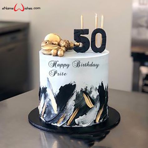 50th Birthday Cake for Men with Name Edit - eNameWishes 65th Birthday Cakes For Men, 50th Birthday Cake For Men, 70 Cake, 50th Birthday Cakes For Men, Name On Cake, Lindt Dark Chocolate, Birthday Cake For Men, Write Name On Cake, Cake For Men