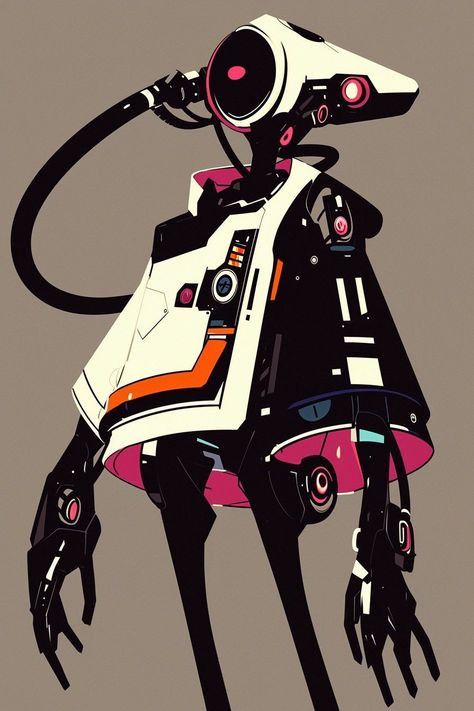 Robot Poses Reference, Cool Robot Art, Robot Oc Ideas, Sci Fi Robot Concept Art, Cyberpunk Robot Art, Robot Chara Design, Cool Robots Design, Sci Fi Art Character Concept, Mecha Design Concept Art