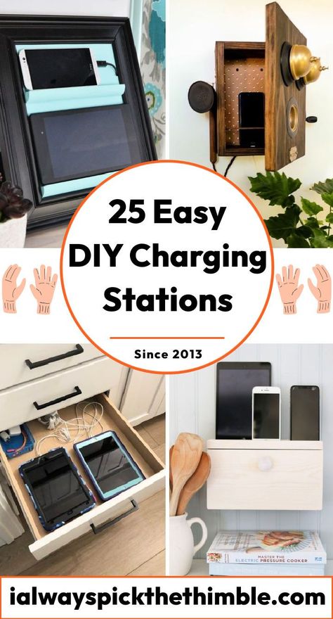 Hidden Charging Station Ideas, Diy Charging Station Ideas, Diy Docking Station, Charging Station Ideas, Diy Charging Station, Best Charging Station, Charging Station Drawer, Electronic Charging Station, Iphone Charging Station