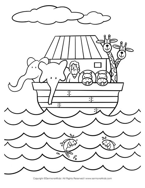 Noah's Ark Coloring Page | Sermons4Kids Noahs Ark Preschool, Sunday School Coloring Sheets, Noahs Ark Craft, Ark Craft, Noah's Ark Bible, Free Bible Coloring Pages, Bible Coloring Sheets, Noah Ark, Noahs Ark Animals