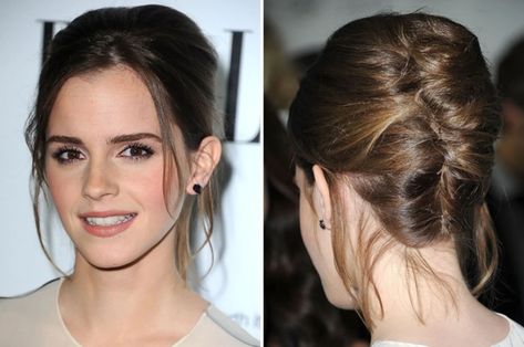 Emma Watson Hairstyle, Coque Banana, Emma Watson Hair, Night Hairstyles, Easy Updo Hairstyles, French Twist Hair, Faux Hawk, Holiday Hairstyles, French Twist