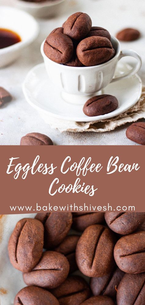 Eggless Christmas Baking, Coffee Bean Cookies Recipe, Cookies Eggless Recipe, Cookies Recipes Eggless, Eggless Cookies Recipes, Eggless Sugar Cookie Recipe, Butterless Cookies, Coffee Bean Cookies, Custard Dessert Recipes