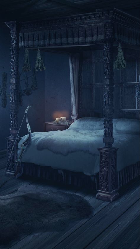 Ravenclaw Room Ideas, Ravenclaw Room, Room Aesthetic Dark, Royal Room, Royal Bedroom, Castle Rooms, Castle Bedroom, Fantasy Bedroom, Inside A House