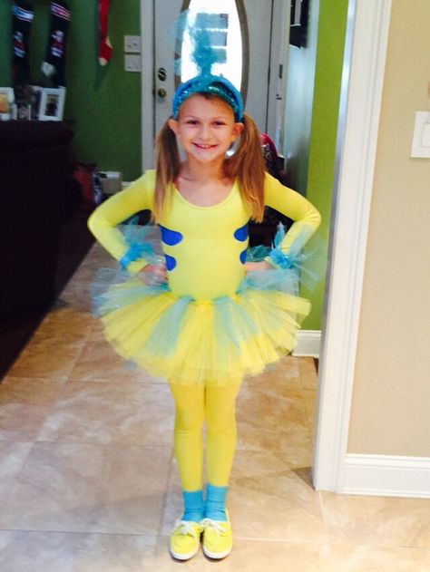 Flounder costume Flounder Costume Diy, Flounder Costume, The Little Mermaid Musical, Mermaid Family, Mermaid Costume Diy, Mermaid Halloween Costumes, Ariel Costumes, Fish Costume, Little Mermaid Costume