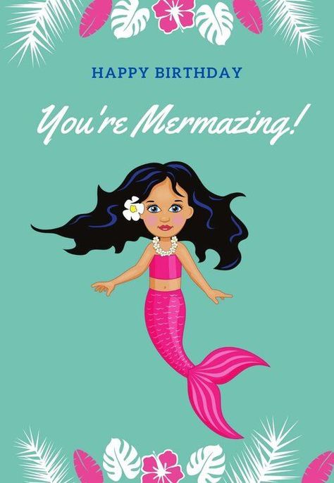 Mermaid Birthday Card, Printable Birthday Cards, Free Printable Birthday Cards, Birthday Card Sayings, Free Birthday Card, Little Mermaid Birthday, Birthday Captions, Card Sayings, Cute Mermaid