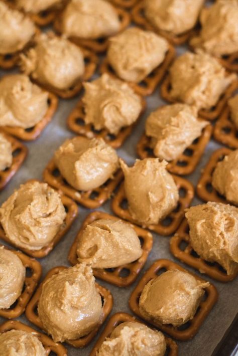 Peanut Butter Buckeye Pretzel Bites - Lifestyle of a Foodie Buckeye Pretzels, Peanut Butter Haystacks Recipe, Buckeye Bites, Pretzel Chocolate Bites, Peanut Butter Pretzel Bites, Haystacks Recipe, Pretzel Chocolate, Peanut Butter Buckeyes, Lifestyle Of A Foodie