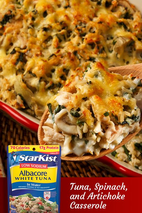 This Tuna, Spinach, and Artichoke Casserole is a weeknight meal that's perfect for the whole family. #FamilyMealsMonth #AlbacoreWhiteTuna Tuna Artichoke Casserole, Spinach And Artichoke Casserole, Tuna Spinach, Artichoke Casserole, Stuff Chicken, Burger Board, Appetizer Board, Pasta Board, Tuna Noodle