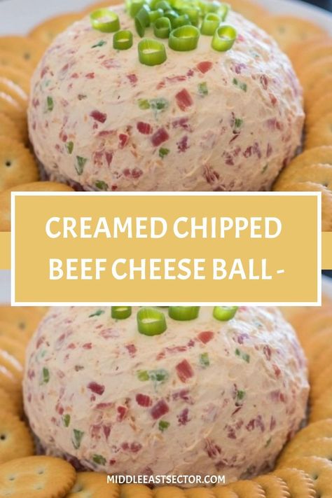 There’s just something deliciously decadent about a ball of cheese surrounded by buttery crackers. It can make anytime look and feel like a fun celebration! With so much to handle in our day to day lives, it’s the little moments when we make time to enjoy each other that turn yummy food into an opportunity Chipped Beef Ball Recipe, Creamed Chip Beef Cheese Ball, Beef Cheese Ball Recipes, Chipped Beef Cheeseball, Chip Beef Cheeseball, Beef Cheeseball, Beef Balls Recipe, Chipped Beef Cheese Ball, Beef Cheese Ball