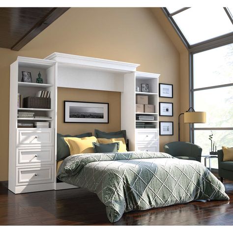 1 Murphy Bed With Sofa, Murphy Bed Ikea, Murphy Wall Beds, Queen Murphy Bed, Murphy Bed Plans, Multipurpose Room, Wall Bed, Bed Wall, Murphy Bed