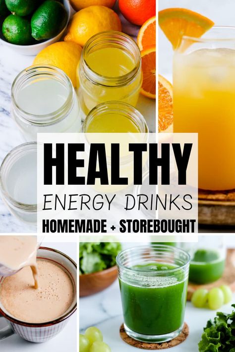 The BEST Health Energy Drinks! This useful guide includes both recipes and the best healthy energy drinks to buy. Perfect for a boost in the morning and also great for kids. Boost Energy Drink, Homemade Energy Drink, Energy Drink Recipe, Boost Metabolism Drink, Energy Breakfast, Natural Energy Drinks, Healthy Energy Drinks, Energy Smoothies, Quick Energy