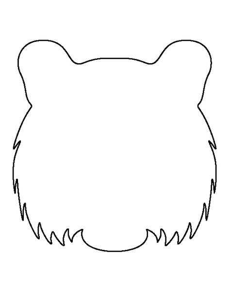 Tiger head pattern. Use the printable outline for crafts, creating stencils, scrapbooking, and more. Free PDF template to download and print at http://patternuniverse.com/download/tiger-head-pattern/ Tiger Template Free Printable, Tiger Template, Tiger Outline, Free Printable Patterns, Printable Outline, Head Template, Monkey Birthday Parties, Face Outline, Tiger Paw