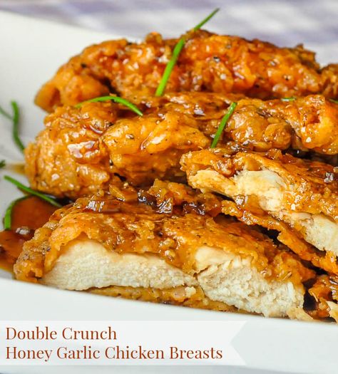 Double Crunch Honey Garlic Chicken Breasts Chicken With Sauce, Double Crunch, Chicken Dishes Easy, Health Guru, Honey Garlic Chicken, God Mat, Most Popular Recipes, Honey Garlic, Alfredo Sauce