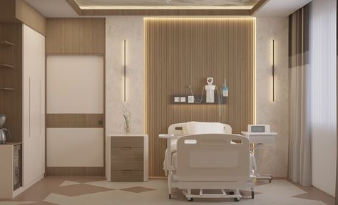 Luxurious Hospital Room, Hospital Room Interior Design, Hospital Vip Room Interior Design, Nurses Station Design, Home Clinic Room, Aesthetic Doctors Office, Patient Room Interior Design, Hospital Interior Design Medical, Medical Room Design