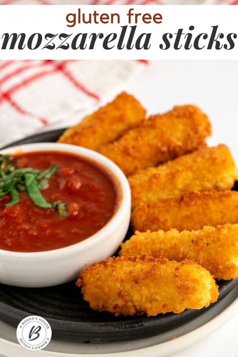 GF mozzarella sticks are the ultimate game day food and making them gluten free is simple if you use gluten free ingredients for the breading. Crunchy gluten free Panko breadcrumbs help create a light and crisp coating that pairs perfectly with gooey mozzarella cheese. #mozzarellasticks #glutenfree Gf Mozzarella Sticks, Gluten Free Air Fryer Mozzarella Sticks, Gluten Free Panko Recipes, Gluten Free Football Food, Gluten Free Football Snacks, Gluten Free Cheese Sticks, Gluten Free Mozzarella Sticks, Gf Appetizers, Panko Recipes