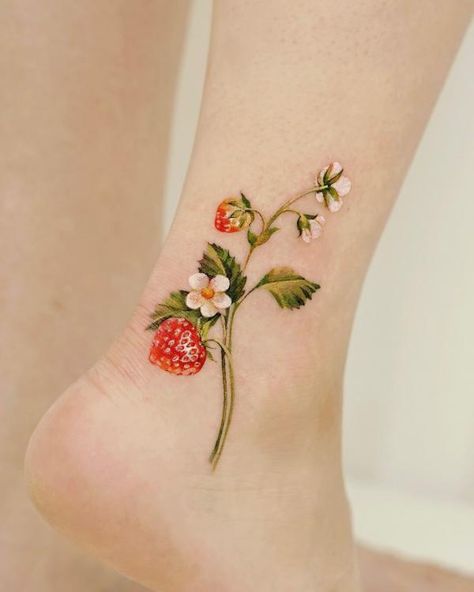 Science Tattoos, Strawberry Tattoo, Cherry Tattoos, Cool Wrist Tattoos, Mom Tattoo Designs, Tattoos For Women Half Sleeve, Flower Tattoo Shoulder, Tasteful Tattoos, Vine Tattoos