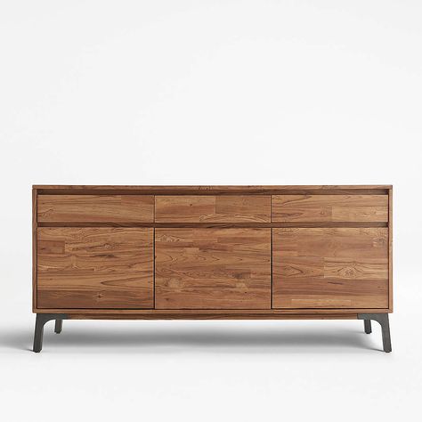 Dining Furniture, Bar & Kitchen Furniture | Crate and Barrel White Oak Sideboard, Rustic Dining Room, Teak Sideboard, Oak Sideboard, Wood Sideboard, Wood Drawers, Glass Dining Table, Buffet Table, Rustic Dining