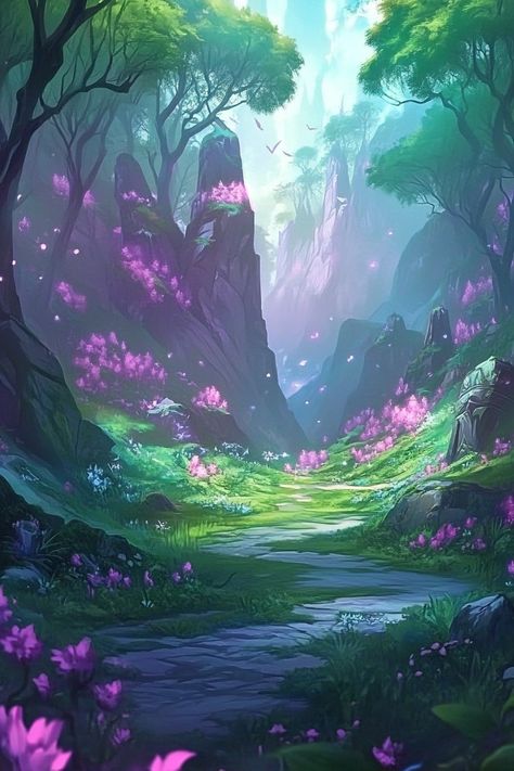 Fantasy Ipad Wallpaper, Mystical Mountains, Fantasy Landscape Wallpaper, Fantasy Backgrounds, Gaming Wallpaper, Cool Drawing, Fantasy Background, Wallpaper For Mobile, Fantasy Forest