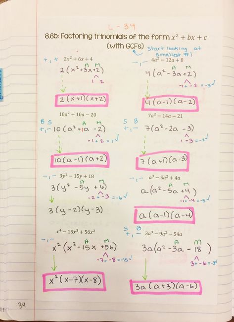 How I Teach Factoring Trinomials – Math by the Mountain Algebra Notes, Factoring Trinomials, Algebra Interactive Notebooks, Factoring Quadratics, Factoring Polynomials, Solving Quadratic Equations, Quadratic Functions, College Algebra, Teaching Algebra