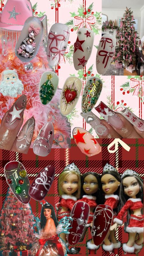 Needed a mood board for my Xmas nails! Went for y2k girly kinda tacky Xmas vibes Christmas Nail Inspo, Xmas Vibes, Tacky Christmas, Xmas Nails, Christmas Nail, Christmas Nails, Cute Nails, Nail Inspo, Mood Board