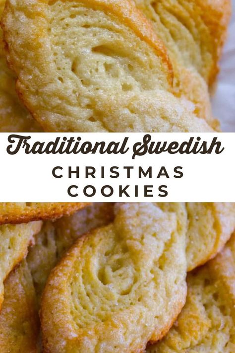 For Christmas dessert, try this traditional Swedish sour cream twists recipe, featuring layers of tender yeast dough with a hint of sweetness. Perfect for holiday baking, these traditional cookies have a unique, flaky texture. European Desserts Traditional, Christmas Cookie Unique, Swedish Gingerbread Cookies, Swedish Candy Recipes, Swedish Christmas Baking, Swedish Cookies Traditional, Swedish Baked Goods, Swedish Desserts Authentic, Swedish Cookies Christmas