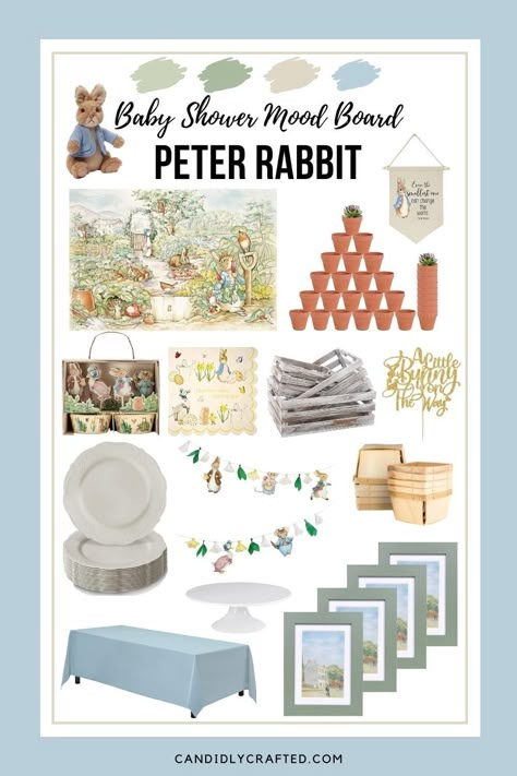 Diy Peter Rabbit Decorations, Peter The Rabbit Nursery, Beatrice Potter Baby Shower Ideas, Baby Shower Peter Rabbit Theme, Peter Rabbit Shower Ideas, Peter Rabbit Classroom Theme, Peter Rabbit Baby Shower Ideas Decor, Peter Rabbit Garden Party, Peter Rabbit Gender Reveal