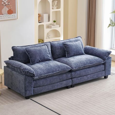 PRICES MAY VARY. Comfy Cloud Couch: This Cloud Sofa sectional features 10.6" upholstered 2-layer seat cushions with high-resiliency foam and a 26.4" extra-deep seat to provide a soft and cozy feel. The extra-wide and extra-deep seating makes it perfect for entertaining or relaxing with loved ones Elegant And Stylish: The sleek look is complemented by sofa colors for a sophisticated modern style and a warm, comfortable atmosphere, making this sectional sofa beautiful and comfortable. It's an idea Cozy Living Room Sofa Comfy Couches, Cozy Sofa Deep Couch, Jean Couch, Comfy Loveseat, Denim Couch, Cozy Loveseat, Modern Couch Sectional, Sofa Comfy, Cloud Couch