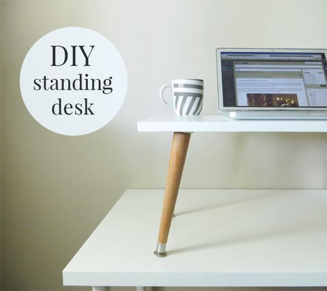 How to Make a DIY Standing Desk Add-On - Creative Green Living Diy Standing Desk, Desk Redo, Desk Hacks, Diy Joy, Desk Riser, Standing Desk Converter, Stand Up Desk, Perfect Desk, Standing Desks