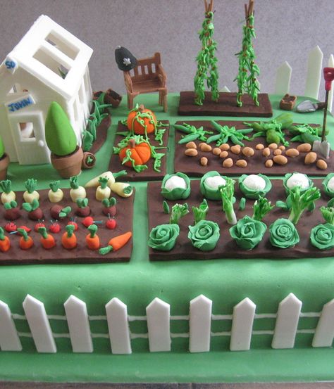 Allotment Cake, Vegetable Garden Cake, Vegetable Cakes, Garden Theme Cake, Gardening Cake, Garden Birthday Cake, Garden Cupcakes, Allotment Garden, Vegetable Cake