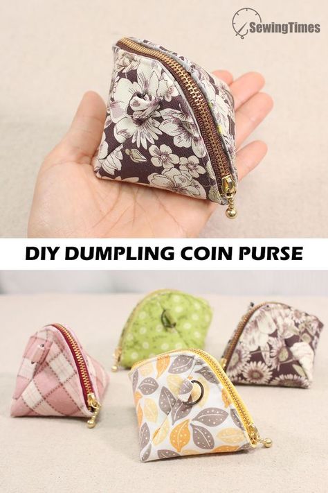 Dumpling Pouch Free Pattern, Coin Purses Diy Easy, Sewing Coin Purse Pattern, Easy Sew Purse, Change Purse Diy, Easy Coin Purse Tutorial, Fabric Coin Purse Diy Free Pattern, Diy Change Purse, Pouch Sewing Pattern Free