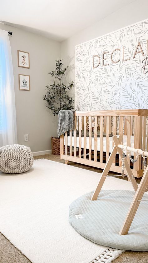 housetohomediydesign on Instagram: Easy, budget-friendly framed accent wall that works in ANY space!🙌🏻 Fun Fact: I did this crib accent wall in our nursery before we told… Crib Accent Wall, Renter Friendly Nursery, Framed Accent Wall, Diy Renter Friendly, Nursery Accent Wall, Easy Budget, Renter Friendly, Fun Fact, Cribs