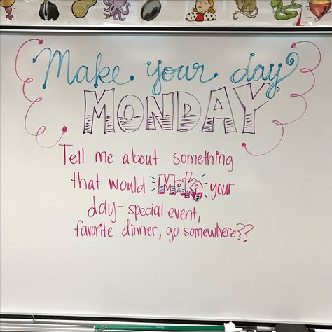 Monday Morning Message Classroom, Monday Question Of The Day Classroom, Classroom Question Of The Day, Office White Board Ideas Fun, Monday Question Of The Day, Monday Whiteboard Message, Monday Whiteboard Prompt, Monday Whiteboard, Monday Morning Message