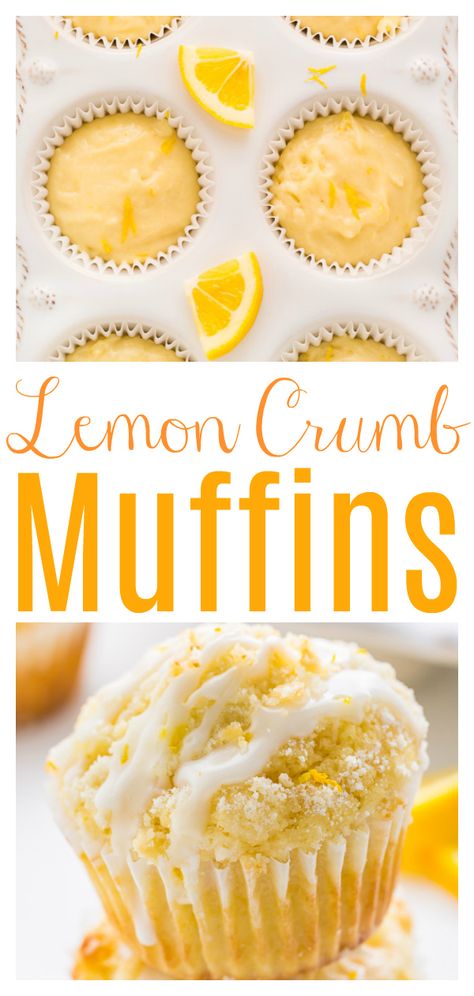 Lemon Crumb Muffins - Baker by Nature Moist Lemon Muffin Recipes, Lemon Muffins With Glaze, Moist Lemon Muffins, Dessert Recipes Muffins, Best Lemon Muffins, Bakery Style Lemon Muffins, Amazing Muffin Recipes, Lemon Muffins With Cream Cheese Filling, Mini Muffins Recipes Easy