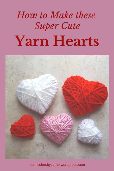 Yarn Hearts, Friend Valentine Gifts, Easy Valentine Crafts, Valentine Crafts For Kids, Valentines Day Activities, Heart Crafts, Yarn Diy, Valentine Fun, Simple Valentine