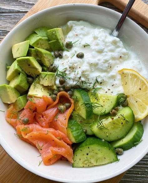 Greek Gods Yogurt, Savory Yogurt, Smoked Salmon Cucumber, Salmon Cucumber, Yogurt Bowls, Yogurt Bowl, Diet Meal, Smoked Salmon, Bowls Recipe