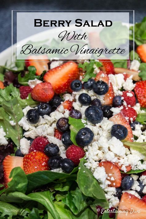 Berry Salad Recipe, Salad With Balsamic Vinaigrette, Raspberry Salad, 4th Of July Food, Homemade Balsamic Vinaigrette, Blueberry Salad, Balsamic Vinaigrette Dressing, Jello Shot, House To Home