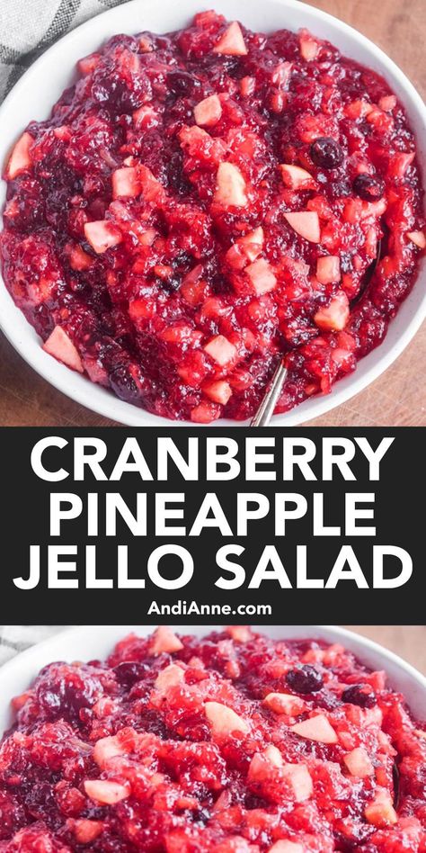 Cranberry Pineapple Jello Salad, Pineapple Jello Salad, Cranberry Jello Salad, Pineapple Jello, Cranberry Salad Recipes, Congealed Salad, Cranberry Jello, Jello Dessert Recipes, Holiday Side Dish