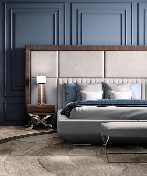 Double bed with high headboard KIMERA by Capital Collection Leather King Size Bed, Large Headboard, High Headboard, Bedside Table Design, Bed Design Modern, Bedroom Bed Design, Leather Bed, Bed Sets, Design Del Prodotto