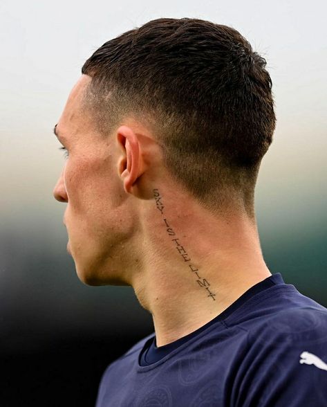 Phil Foden Tattoo, Foden Hair Styles, Man City Tattoo, Manchester City Tattoo, Dybala Tattoo, Men Fade Haircut Short, Romeo Beckham, Bra Photos, Phil Foden