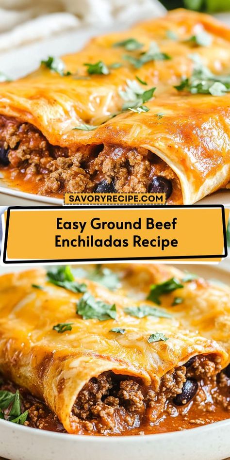 Craving a delicious meal that’s easy to whip up? This Easy Ground Beef Enchiladas Recipe is perfect for busy weeknights! Enjoy a hearty dish packed with flavor that your family will love. Save this recipe for a quick and satisfying dinner idea you can rely on! Easy Ground Beef Enchiladas, Beef Enchiladas Recipe, Easy Enchilada Recipe, Quick Ground Beef Recipes, Easy Beef Enchiladas, Beef Enchilada Recipe, Ground Beef Enchiladas, Easy Enchiladas, Savory Recipe