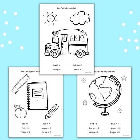 First Day Of School Activity, Activity For Preschool, First Day Of School Activities, School Coloring Pages, School Activity, Number Worksheets, Color By Number, School Snacks, School Colors