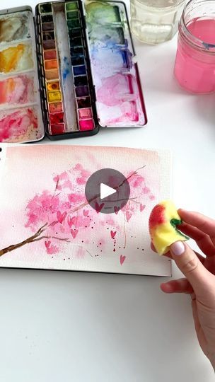 Jj Heller, Paint Sponge, Cute Easy Paintings, Watercolor Supplies, Sponge Painting, Color Techniques, January 20, Watercolour Tutorials, Easy Paintings