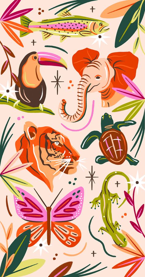 Lettering Illustration, Textile Prints Design, Whatsapp Wallpaper, Wild Animal, Cute Wallpaper Backgrounds, In The Wild, Minimalist Tattoo, Wild Animals, Design Inspo