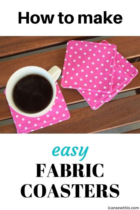 Diy Fabric Coasters, Coasters Sewing, Coasters Diy, Quilted Coasters, How To Make Coasters, Fabric Coasters, Sewing Pillows, Diy Coasters, Small Sewing Projects