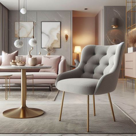 Luxury Home Interior - craving a modern Scandinavian vibe? 😍 Tip: Combine pink, grey & gold with cozy side lamps for that chic elegance! 🌟 Don't forget velvet light gray dining chairs & marble accents for a luxurious touch! 🥂 Chat with you soon! 💗 💥 Follow us for Daily Home Design Tips ✨ luxury home design elegant luxury home pink and gold room ideas my rich gold and pink room grey and gold living room ideas pink grey and gold living room interior living room #homedecor #inter... Living Room Ideas Pink And Grey, Pink And Gold Room Ideas, Gold And Pink Room, Living Room Ideas Pink, Gold Room Ideas, Grey And Gold Living Room, Pink And Gold Room, Gold Living Room Ideas, Room Ideas Pink